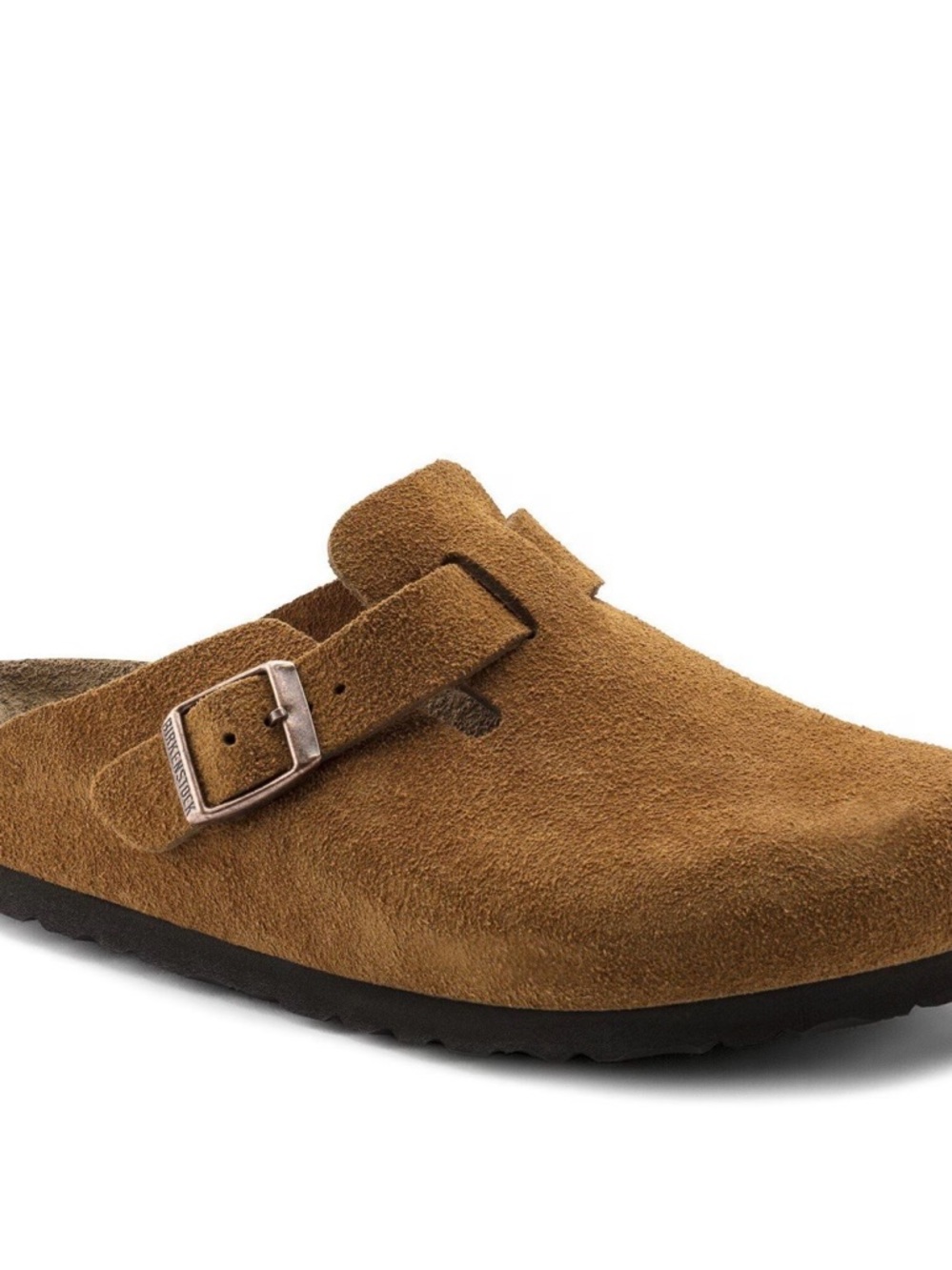 Birkenstock Suede Mule Clog with Buckle - Brown